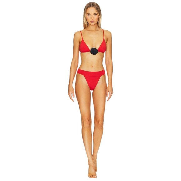 WeWoreWhat Cooper Bikini Top in Barn Red XSmall New Womens Swimsuit - Picture 4 of 11
